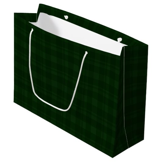 Holly Berry Green Tartan Large Gift Bag Groot Cadeauzakje (Voorkant Gekanteld)