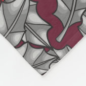 Holly berry, grijze bladeren op donkerrood fleece deken (Hoek)