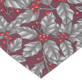 Holly berry, grijze bladeren op donkerrood korte tafelloper (Hoek)