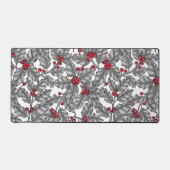 Holly berry, grijze bladeren op wit bureaumat (Voorkant)