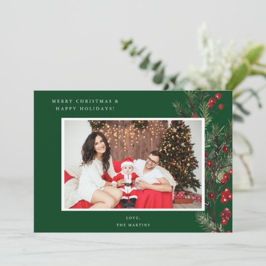 Holly Berry H Foto Vakantie of Kerstmis - Groen (Staand voorkant)