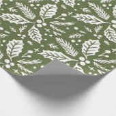Holly Berry Hand Drawn Illustration Pattern Green Cadeaupapier (Hoek)