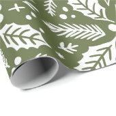 Holly Berry Hand Drawn Illustration Pattern Green Cadeaupapier (Rol Hoek)