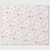 Holly Berry Hand Drawn Illustration Pattern Pink Cadeaupapier (Vlak)