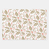 Holly Berry Hand Drawn Multi-Color Pattern Inpakpapier Vel (Voorkant 3)