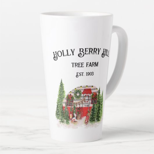 Holly Berry Hill Tree Boerderij Latte Mok (Rechterhoek)
