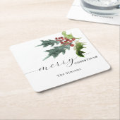 Holly Berry Holiday Kartonnen Onderzetters (Schuin)