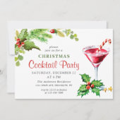 Holly Berry Holiday kerstcocktail Party Invit Kaart (Voorkant)