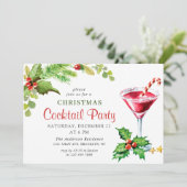 Holly Berry Holiday kerstcocktail Party Invit Kaart (Staand voorkant)