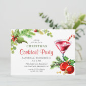 Holly Berry Holiday Kerstfeest Cocktail Party Kaart (Staand voorkant)