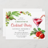 Holly Berry Holiday Kerstfeest Cocktail Party Kaart (Voorkant / Achterkant)