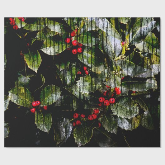 Holly Berry inpakpapier, 30" x 6' Cadeaupapier (Vlak)