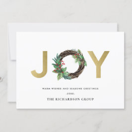 HOLLY BERRY JOLD GOLD WREATH CHRISTMAS CORPORATE FEESTDAGENKAART