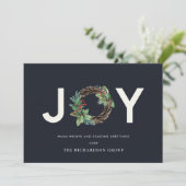 HOLLY BERRY JOY NAVY WREATH CHRISTMAS CORPORATE FEESTDAGENKAART (Staand voorkant)