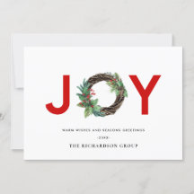 HOLLY BERRY JOY RED WREATH CHRISTMAS CORPORATE
