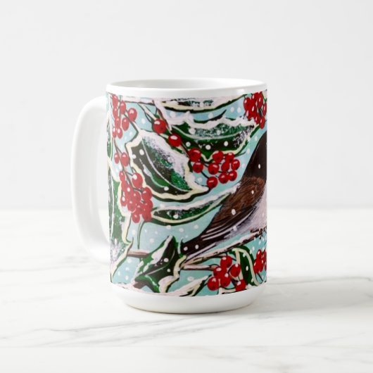 Holly Berry Junco Cup Koffiemok (Voorkant links)