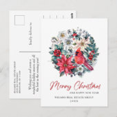 Holly Berry Kardinaal Kerstmis Corporate Groet Briefkaart (Voorkant / Achterkant)