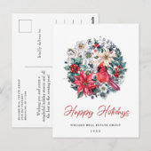 Holly Berry Kardinaal Kerstmis Corporate Groet Briefkaart (Voorkant / Achterkant)