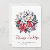 Holly Berry Kardinaal Kerstmis Corporate Groet Feestdagenkaart (Voorkant)