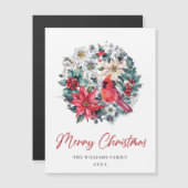 Holly Berry Kardinaal Merry Christmas Magnetische  (Voorkant / Achterkant)