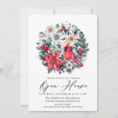 Holly Berry Kardinaal Vakantie Open Huis Kaart (Voorkant)