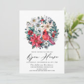 Holly Berry Kardinaal Vakantie Open Huis Kaart (Staand voorkant)