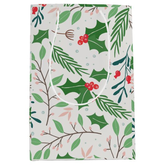 Holly Berry kerst Medium Cadeauzakje (Voorkant)