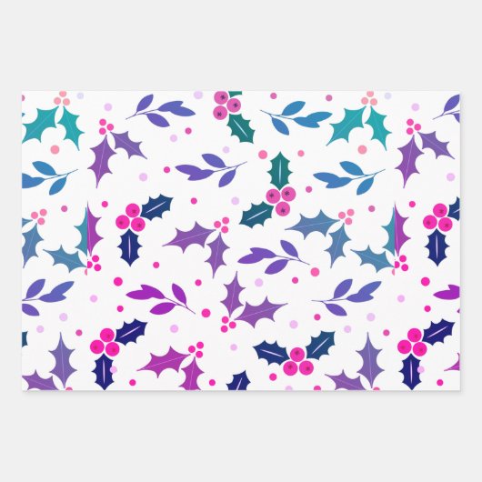 Holly Berry-kerst naadloos patroonpatroon Inpakpapier Vel (Voorkant)