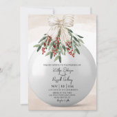 Holly Berry Kerst Ornament Bruiloft Uitnodiging (Voorkant)