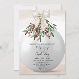 Holly Berry Kerst Ornament Bruiloft Uitnodiging