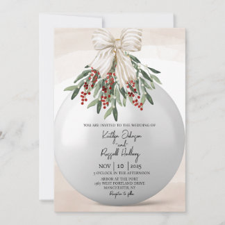 Holly Berry Kerst Ornament Bruiloft Uitnodiging