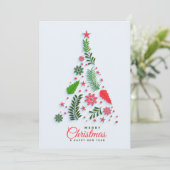 Holly Berry Kerstboom Zakelijke Groet Feestdagenkaart (Staand voorkant)