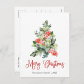 Holly Berry kerstboombegroeting Waterverf Feestdagenkaart (Voorkant / Achterkant)