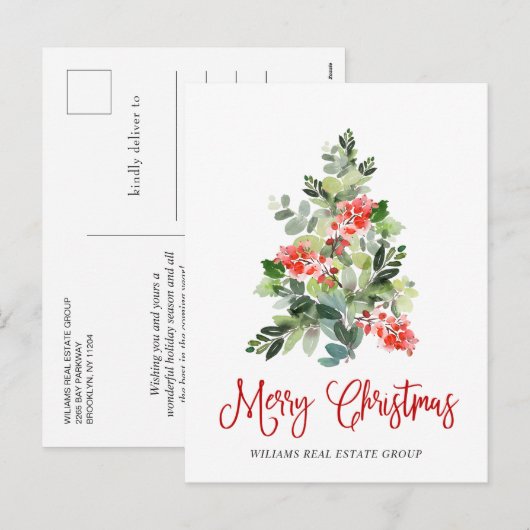 Holly Berry kerstboomgroet Corporate Feestdagenkaart (Voorkant / Achterkant)