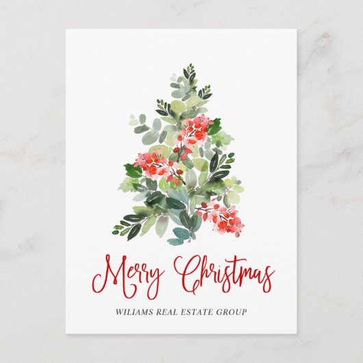 Holly Berry kerstboomgroet Corporate Feestdagenkaart (Voorkant)