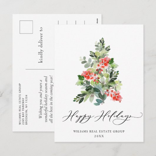 Holly Berry kerstboomgroet Corporate Feestdagenkaart (Voorkant / Achterkant)