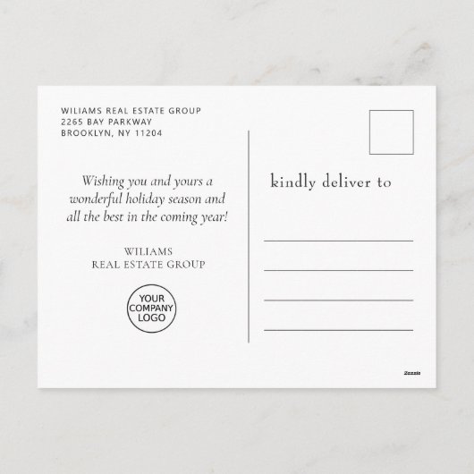 Holly Berry kerstboomgroet Corporate Feestdagenkaart (Achterkant)