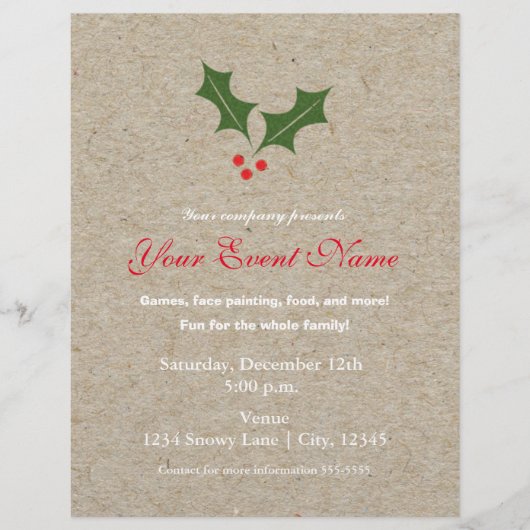 Holly Berry kerstfeestay Event Flyer Poster (Voorkant)