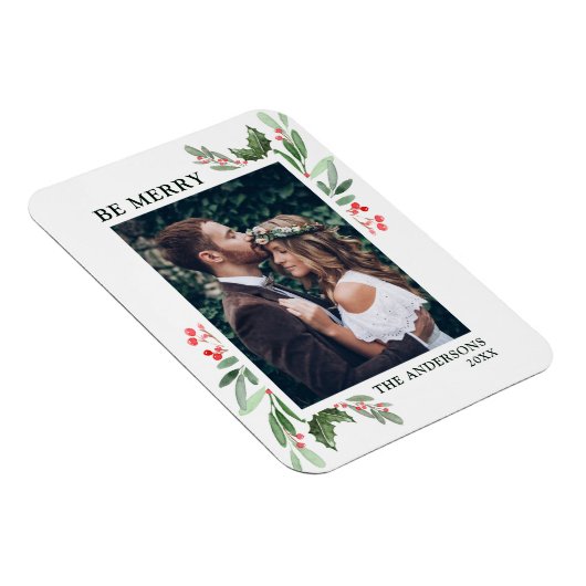 Holly Berry Kerstfeestay Foto Magneet (Rechterzijde)