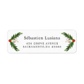 Holly Berry Kerstfeestay Return Address Etiket (Voorkant)