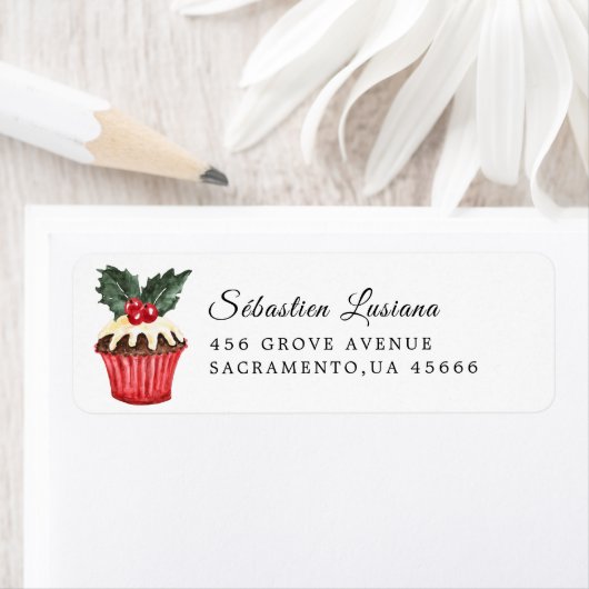 Holly Berry Kerstfeestay Return Address Etiket (Insitu)