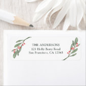 Holly Berry Kerstfeestay Return Address Etiket (Insitu)
