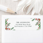 Holly Berry Kerstfeestay Return Address Etiket (Insitu)