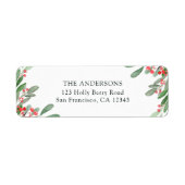 Holly Berry Kerstfeestay Return Address Etiket (Voorkant)