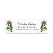 Holly Berry Kerstfeestay Return Address Etiket (Voorkant)