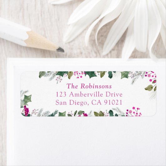 Holly Berry kerstfeestay Return Label (Insitu)