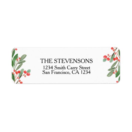 Holly Berry kerstfeestay Return Label (Voorkant)