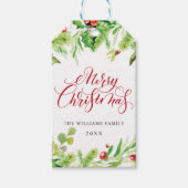 Holly Berry Kerstfeestdag Cadeaulabel (Voorkant)