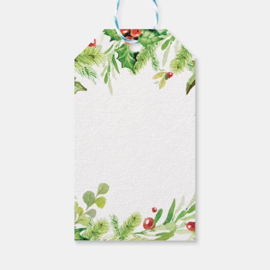 Holly Berry Kerstfeestdag Cadeaulabel (Achterkant)