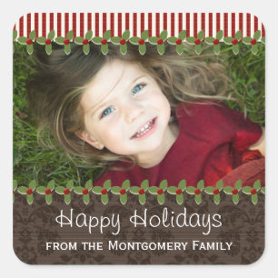 Holly Berry kerstfoto Cadeau Gift Labels